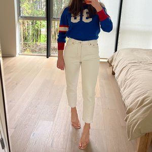 TOPSHOP tapered cream white denim trousers